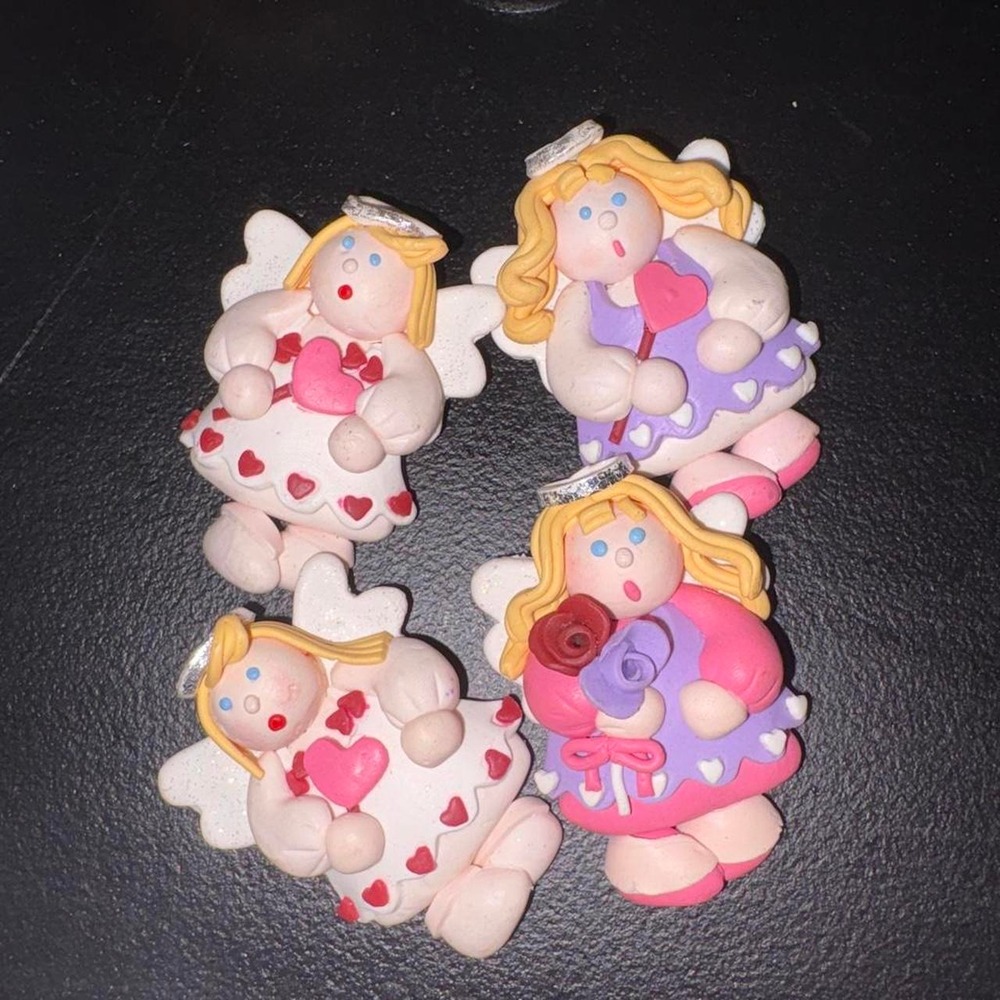 Valentine's Day angel clay brooches